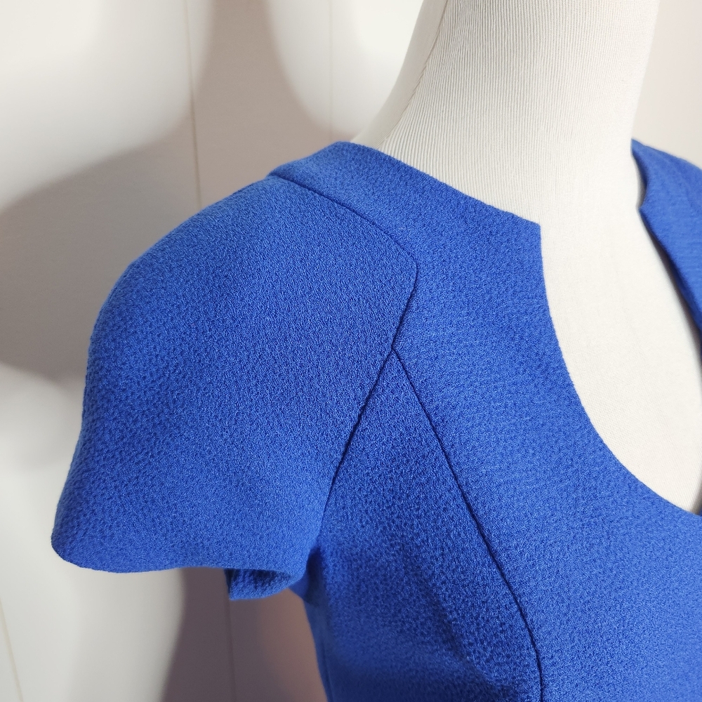 Black Halo Cobalt Blue Fitted Sheath Dress - Picture 5 of 8